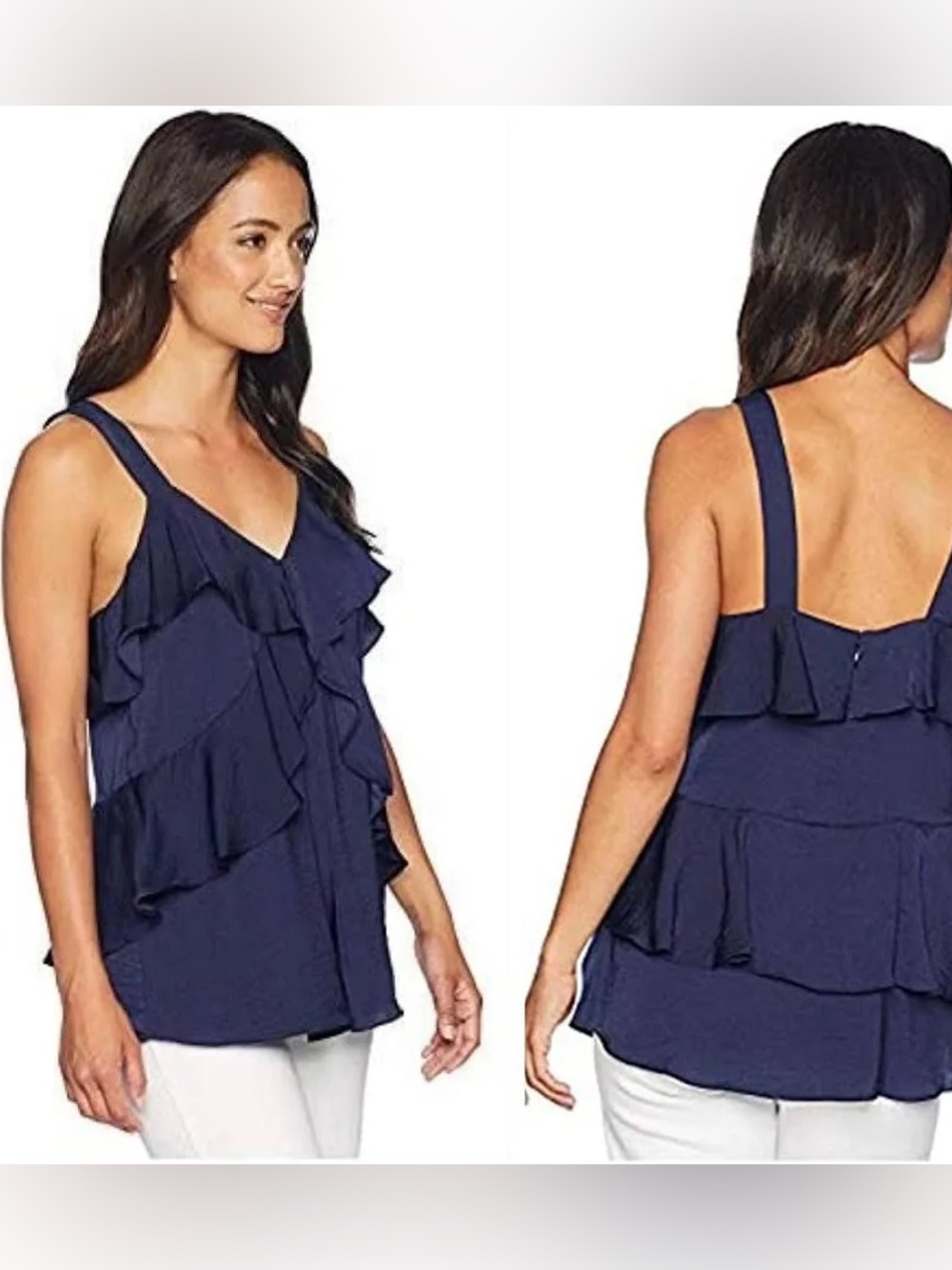 MICHAEL Michael Kors | Hammered Satin Ruffled Tank Top - Size XS   NWT